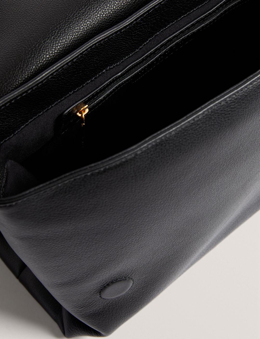 Black Women Ted Baker MARGOU - Padded Leather Large Fold Over Shoulder Bags | SA  ITL-902653