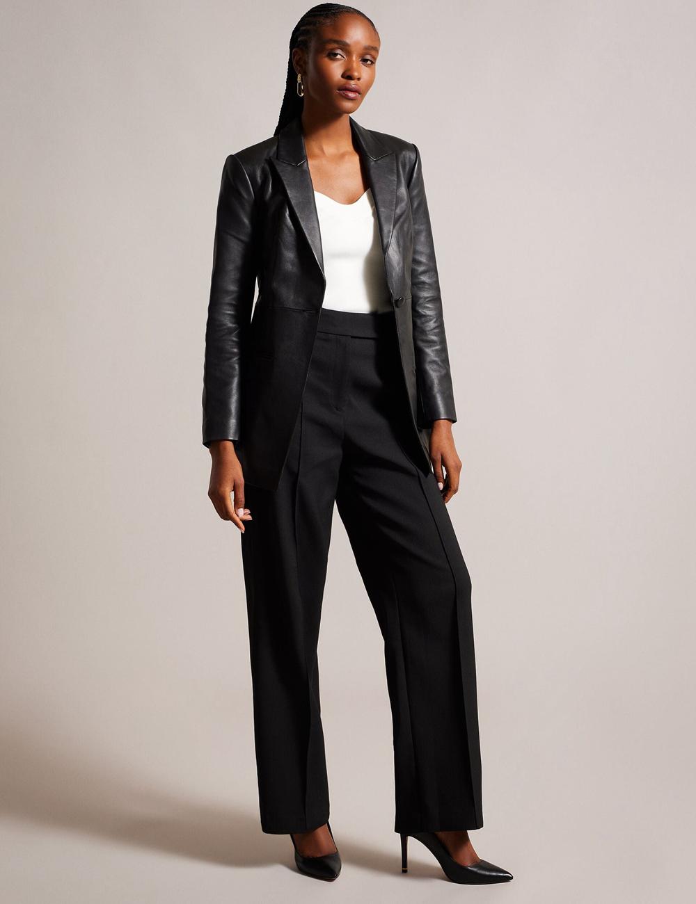 Black Women Ted Baker MELLIIE - Longline Single Breasted Leather Blazers | SA  EYN-943781