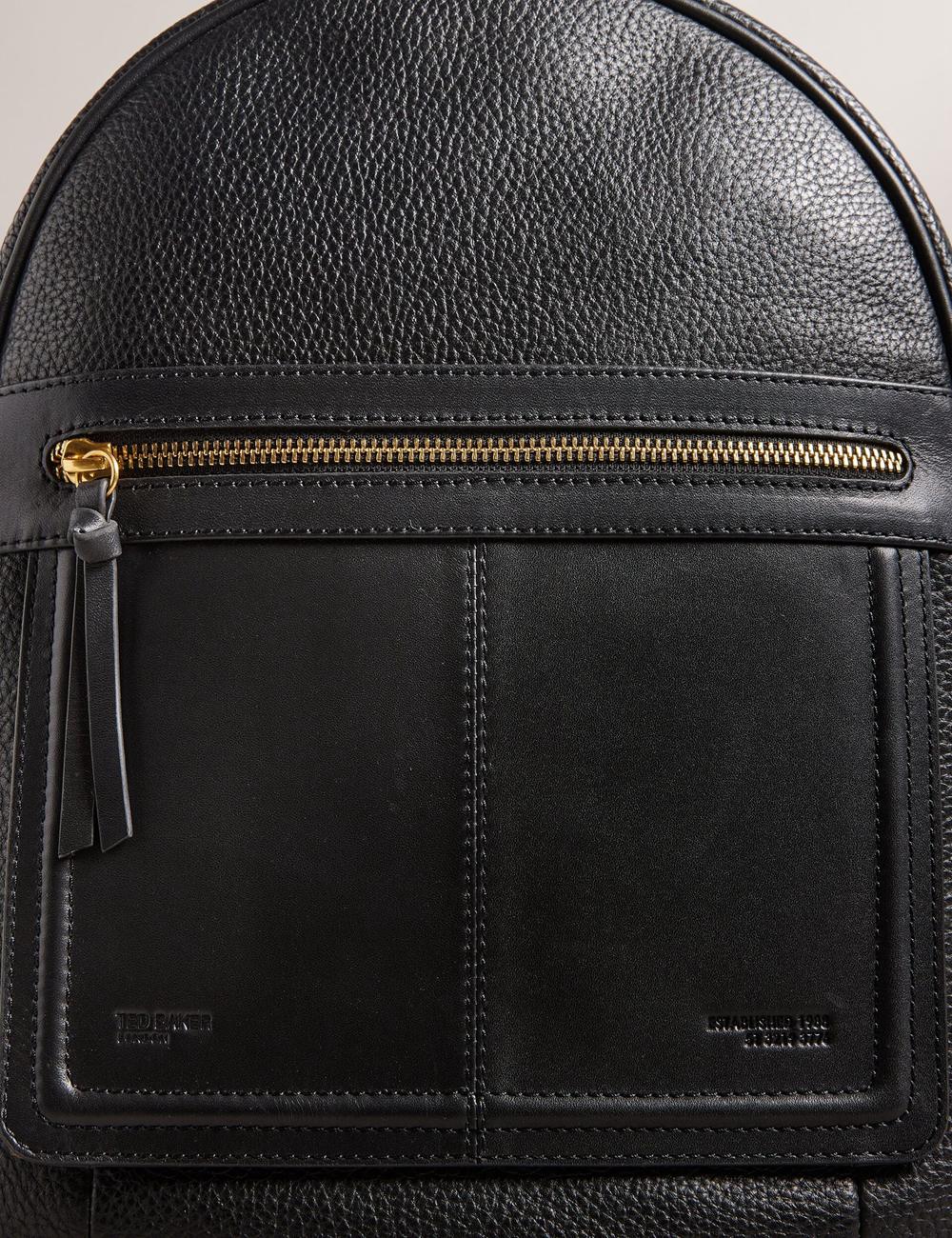 Black Women Ted Baker NISHAY - Leather Zip Pocket Laptop Backpacks | SA  YOL-279358