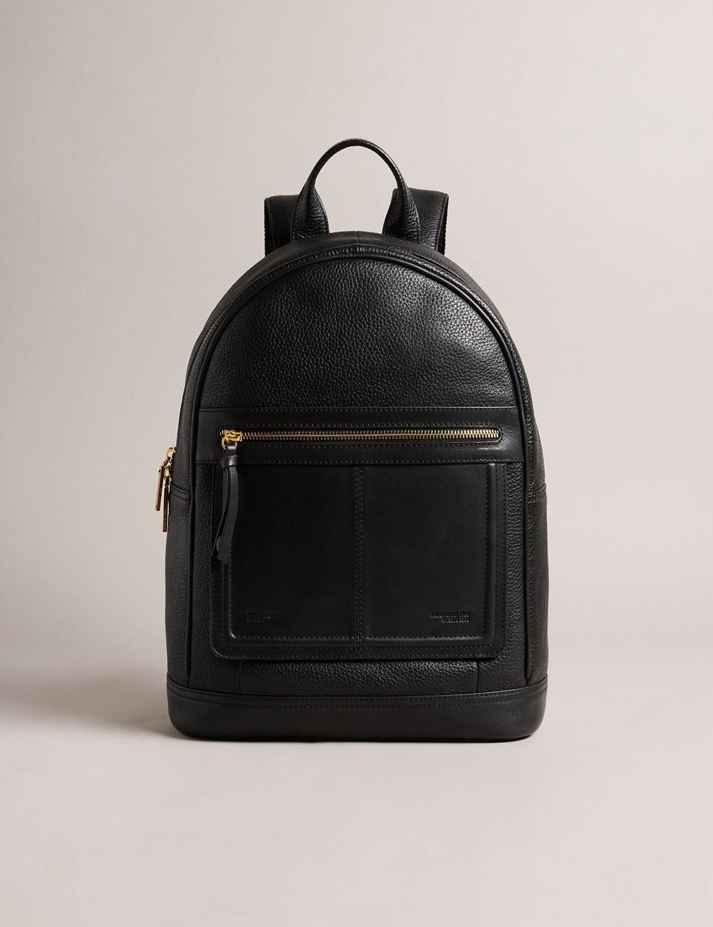 Black Women Ted Baker NISHAY - Leather Zip Pocket Laptop Backpacks | SA  YOL-279358