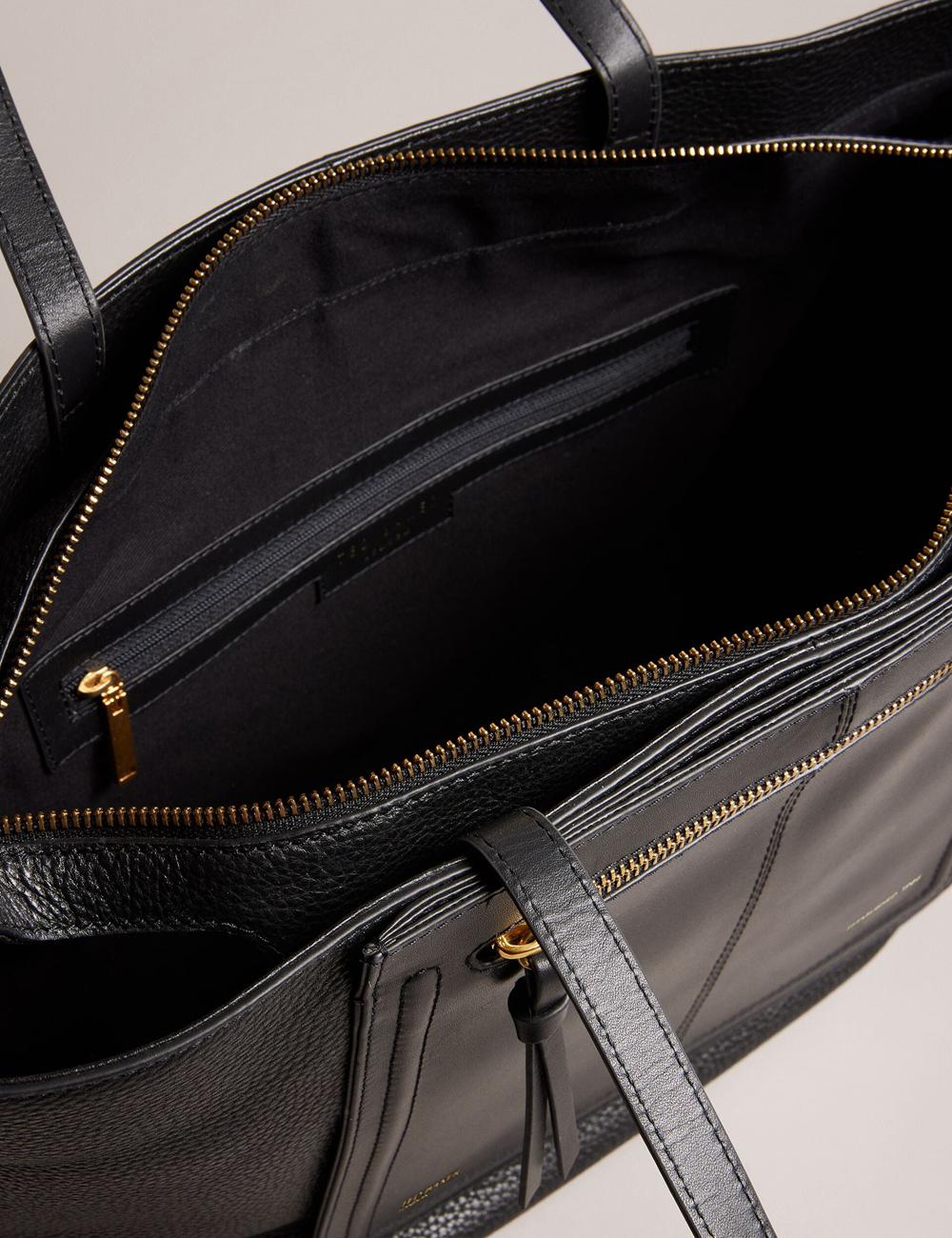 Black Women Ted Baker NISH - Wide Leather Shopper With Zip Pocket Shopper Bags | SA  TUS-791836