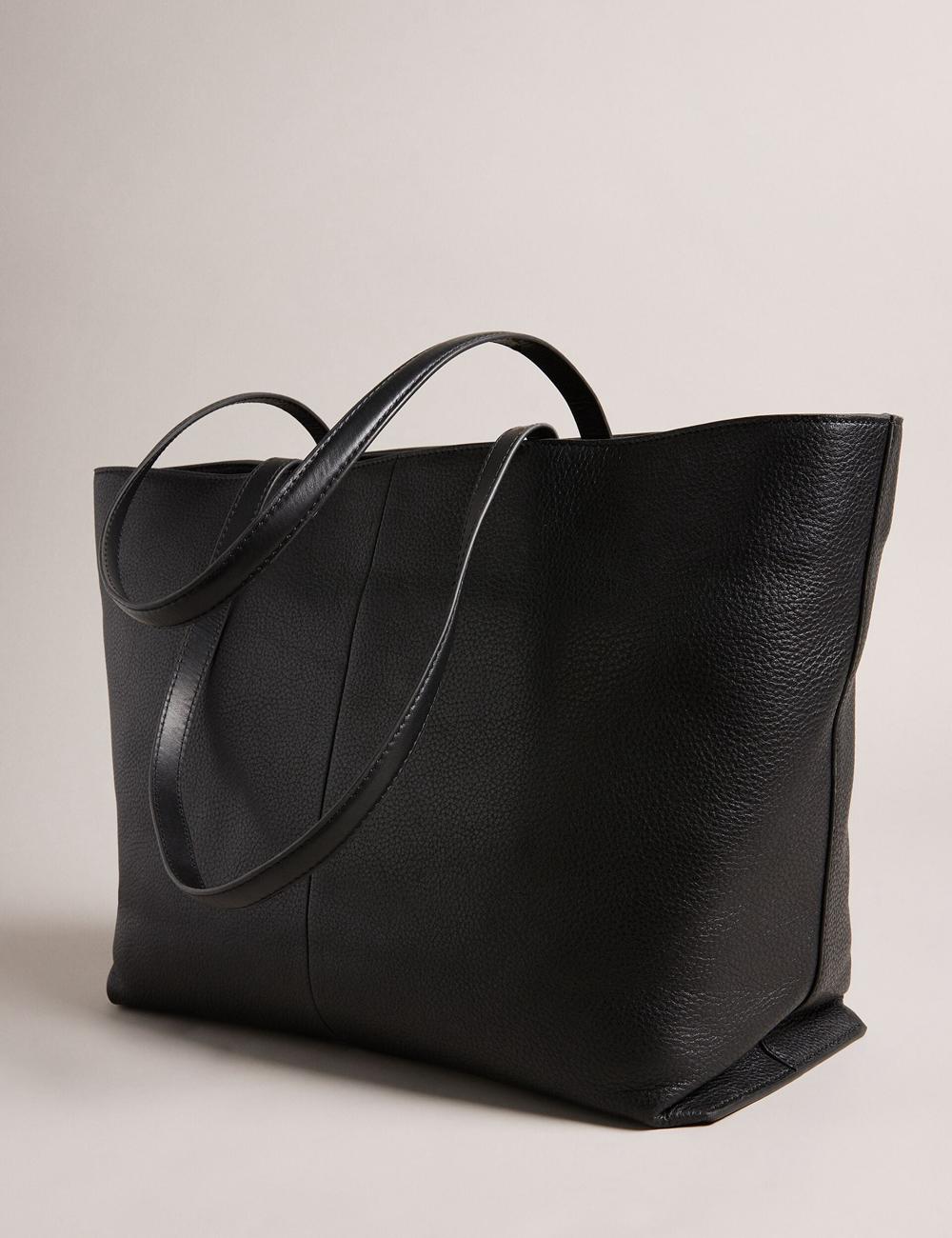 Black Women Ted Baker NISH - Wide Leather Shopper With Zip Pocket Shopper Bags | SA  TUS-791836