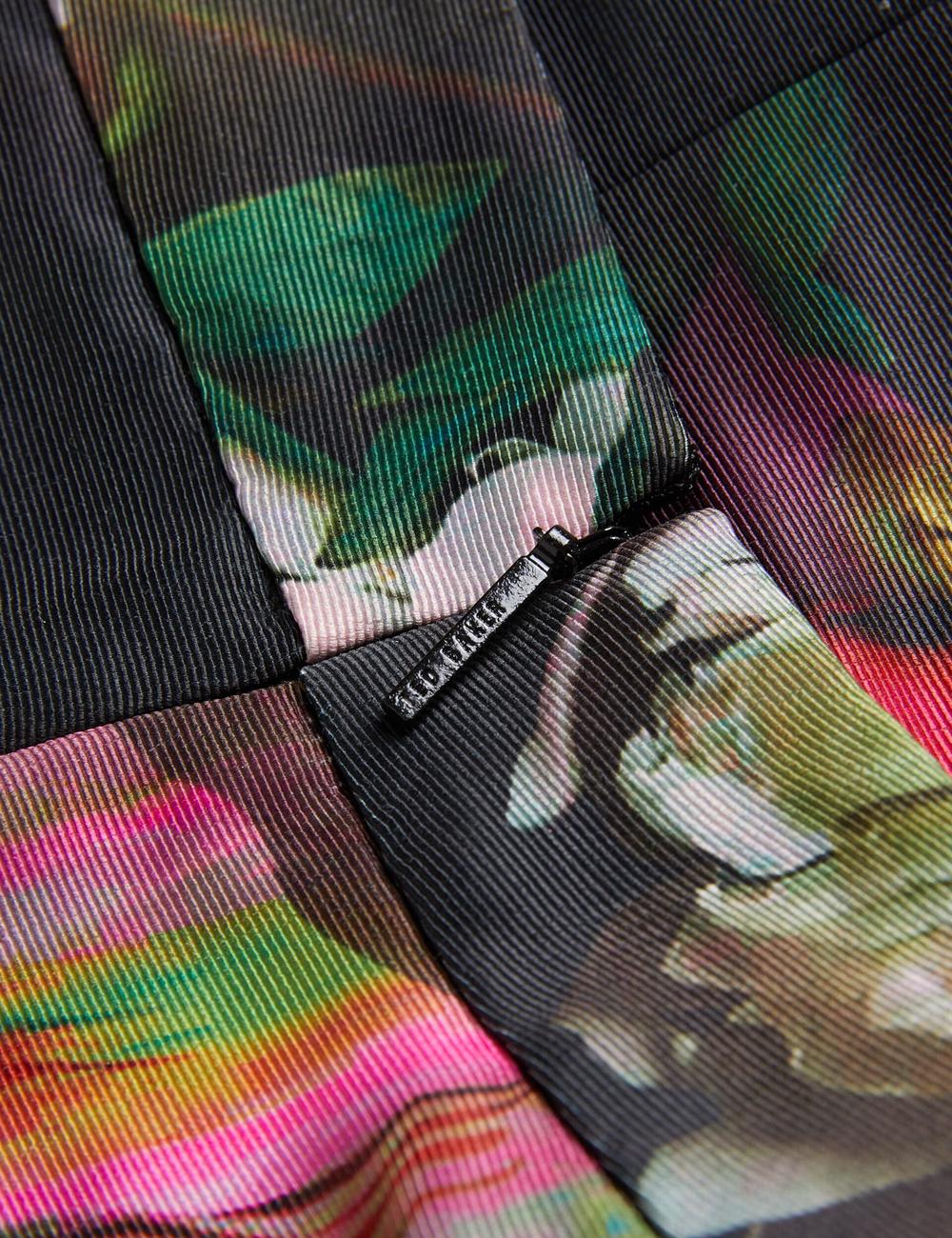 Black Women Ted Baker OKUNIT - Tapered Leg Floral Print Tailored Trousers | SA  MIK-137409