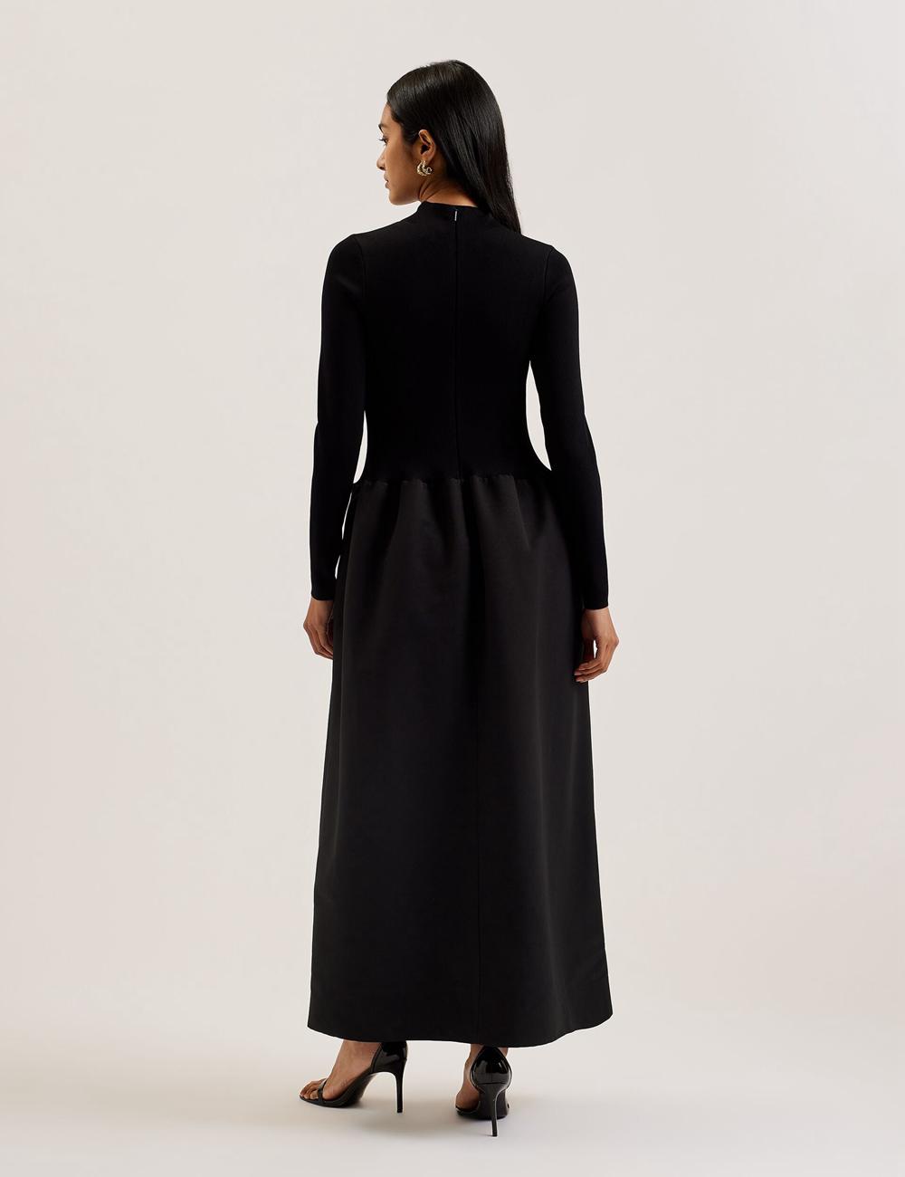 Black Women Ted Baker PYLIA - Structured With Knitted Bodice Maxi Dresses | SA  DLX-582703