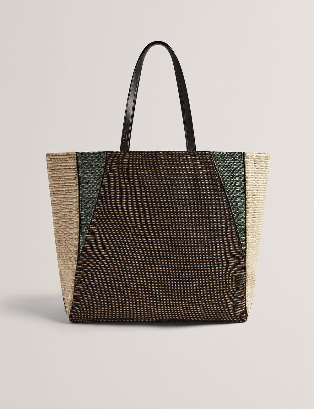 Black Women Ted Baker RAFIYA - Woven Colour Block Folding Shopper Shopper Bags | SA  ZCI-796153