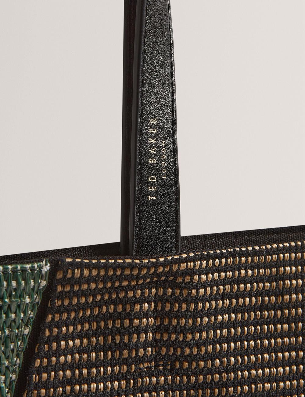 Black Women Ted Baker RAFIYA - Woven Colour Block Folding Shopper Shopper Bags | SA  ZCI-796153