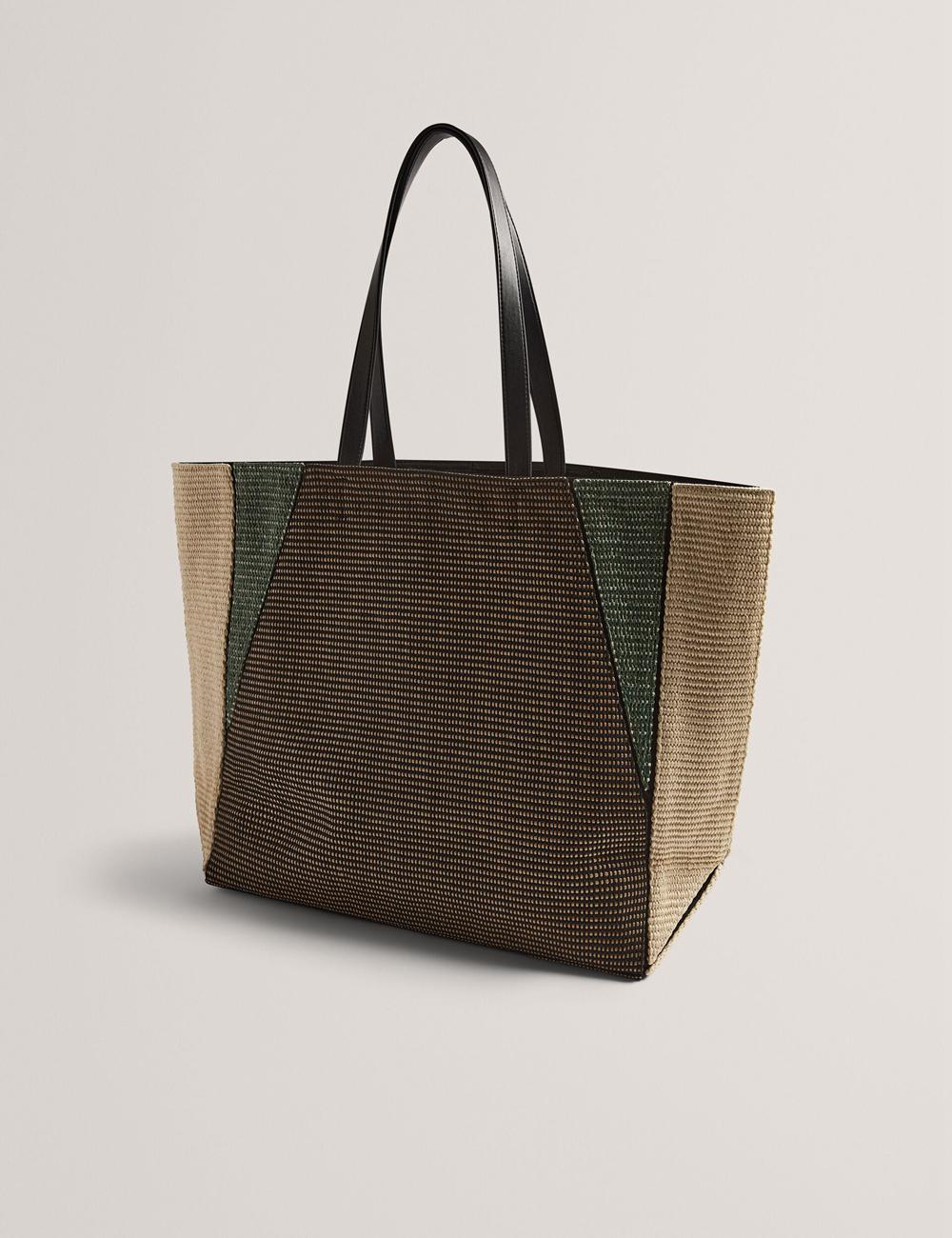 Black Women Ted Baker RAFIYA - Woven Colour Block Folding Shopper Shopper Bags | SA  ZCI-796153
