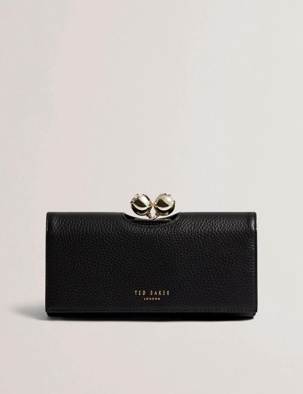 Black Women Ted Baker ROOSALI - Rose Clasp Large Bifold Leather Purses | SA  XNP-385290