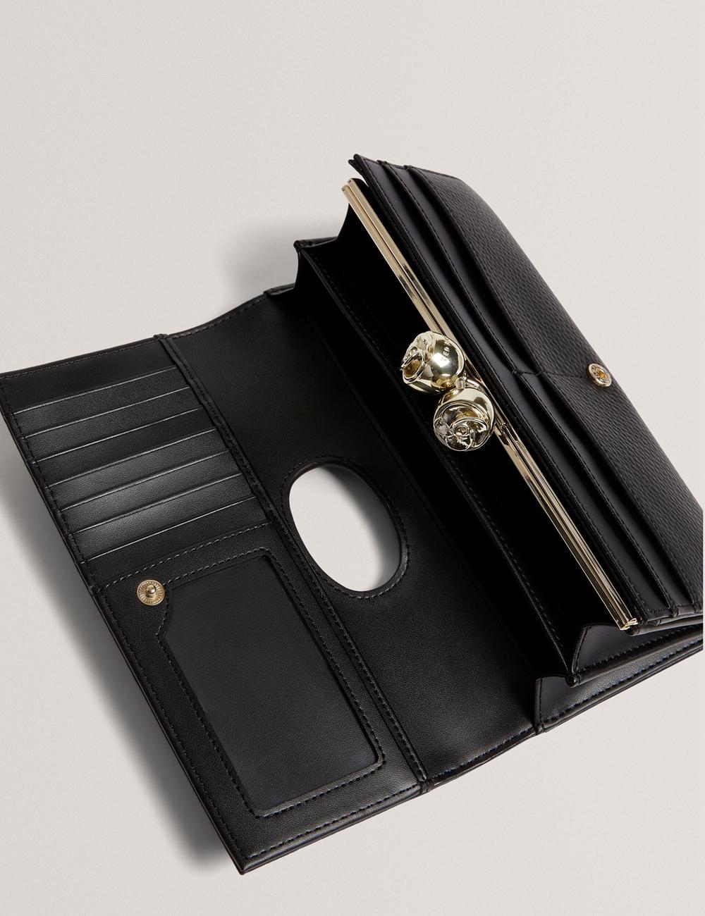 Black Women Ted Baker ROOSALI - Rose Clasp Large Bifold Leather Purses | SA  XNP-385290