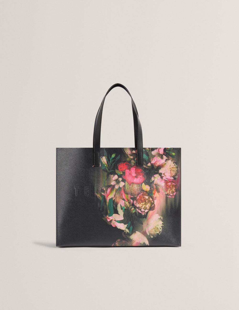 Black Women Ted Baker SALIINA - Floral Print Wide Icon Tote Bags | SA  HVF-528463