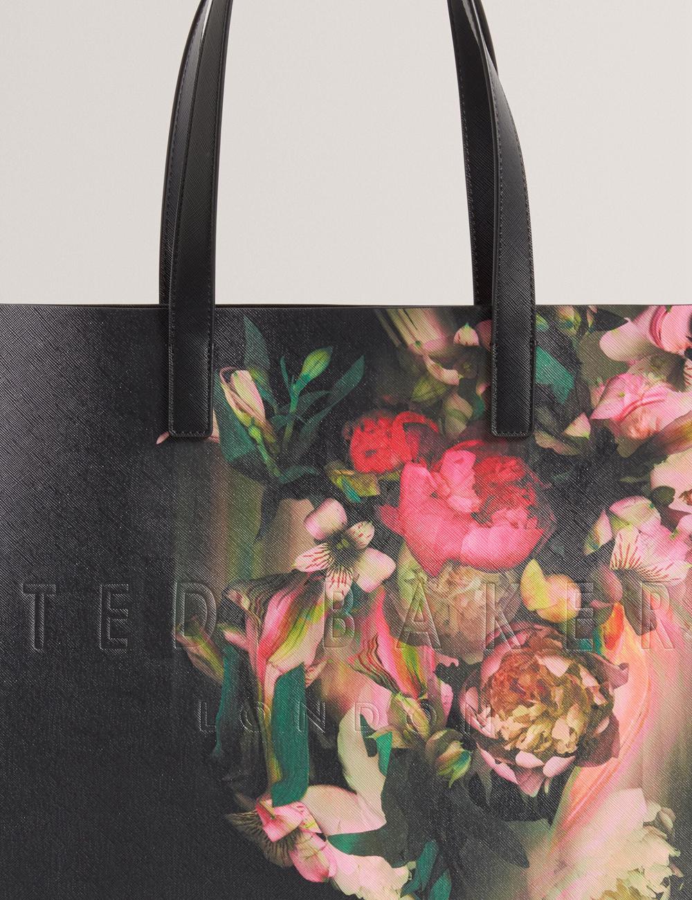 Black Women Ted Baker SALIINA - Floral Print Wide Icon Tote Bags | SA  HVF-528463