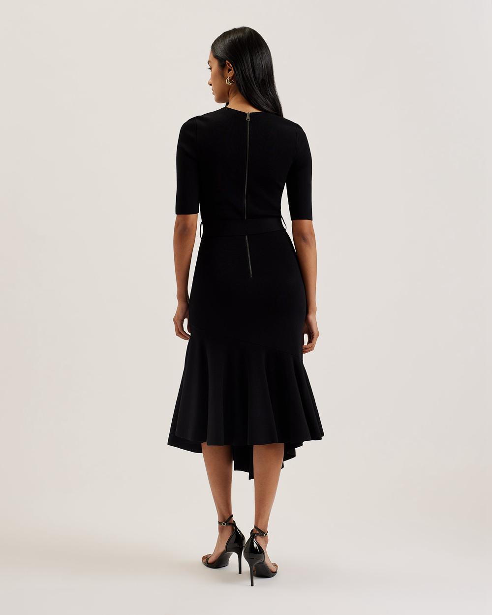 Black Women Ted Baker SAMALEE - Flippy Hem Knitted Midi Dresses | SA  ECI-530982