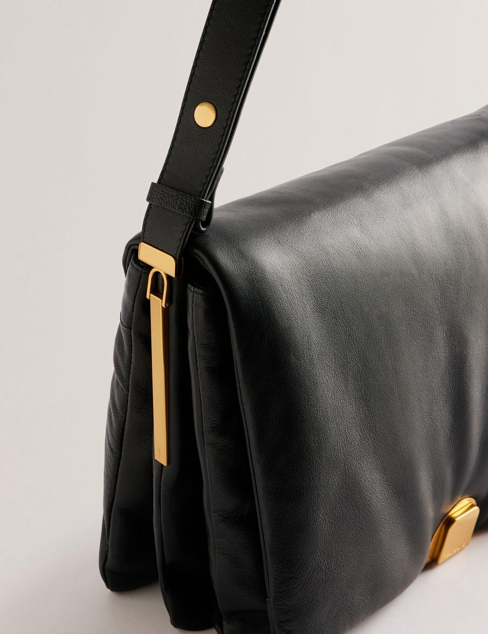 Black Women Ted Baker SAMILLA - Large Puffy Leather With Lock Shoulder Bags | SA  VQN-762038
