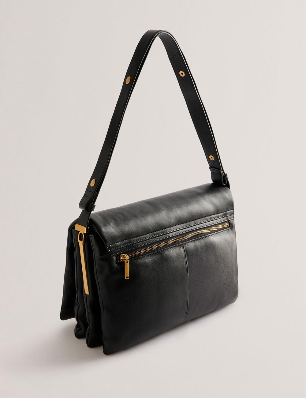 Black Women Ted Baker SAMILLA - Large Puffy Leather With Lock Shoulder Bags | SA  VQN-762038