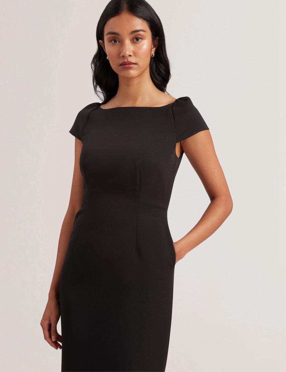 Black Women Ted Baker SASSARI - Tailored Cap Sleeve Column Midi Dresses | SA  RBV-024683