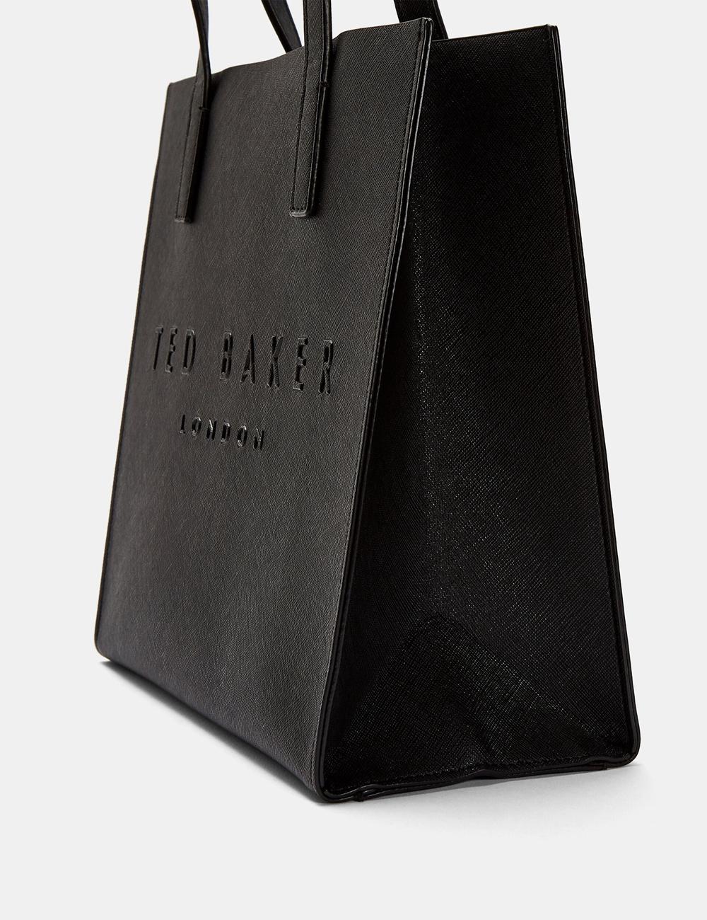 Black Women Ted Baker SEACON - Textured Faux Leather Small Icon Tote Bags | SA  ZRW-086159