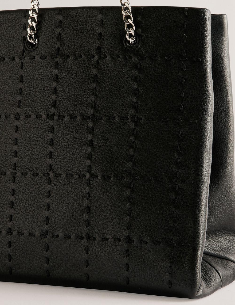Black Women Ted Baker STALIA - Stitch Detail Leather Small Tote Bags | SA  DSF-814927