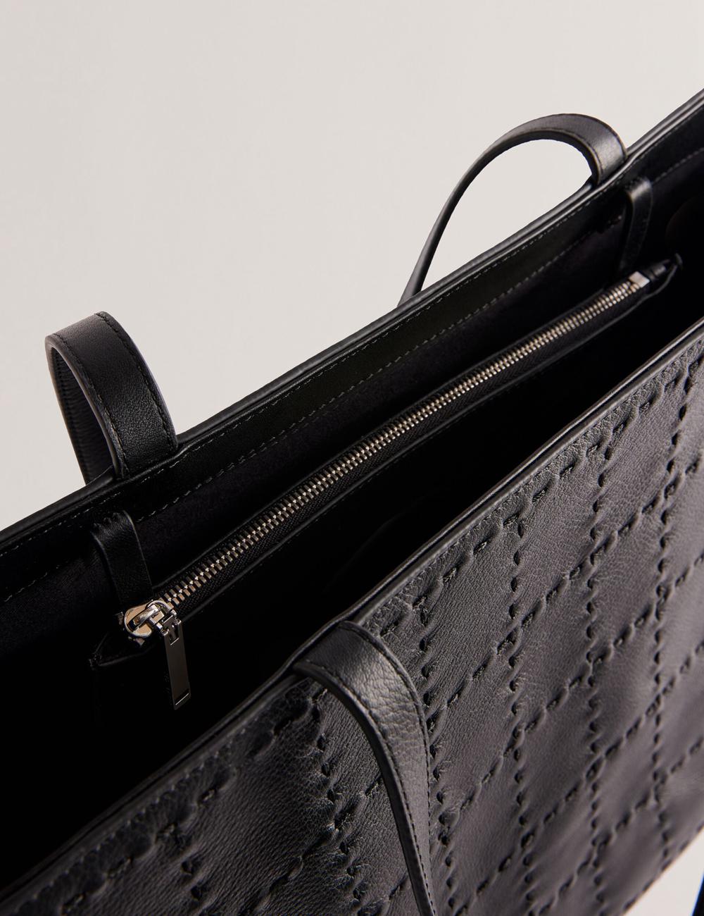 Black Women Ted Baker STALIE - Stitch Detail Leather Large Shopper Shopper Bags | SA  BXZ-752319