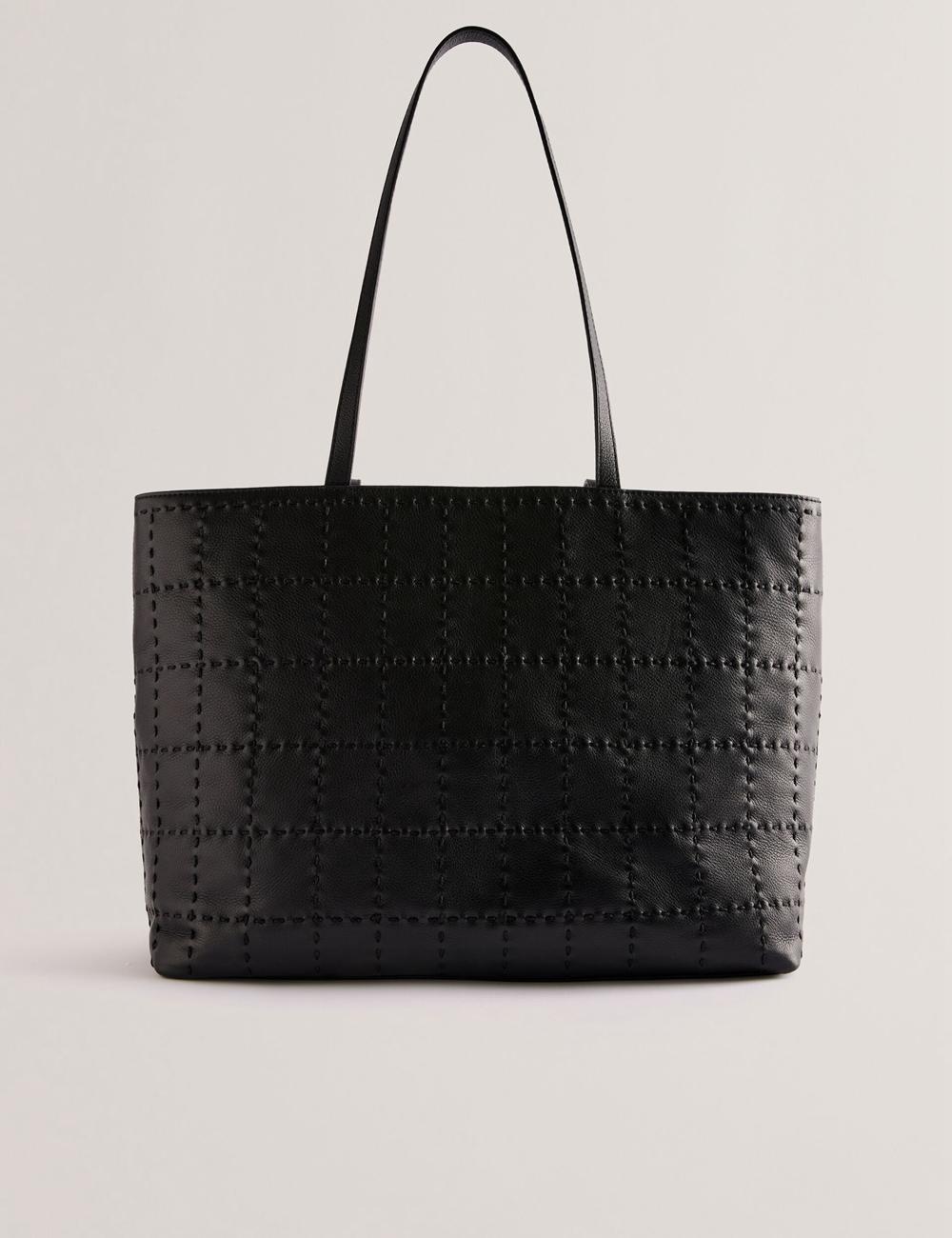 Black Women Ted Baker STALIE - Stitch Detail Leather Large Shopper Shopper Bags | SA  BXZ-752319
