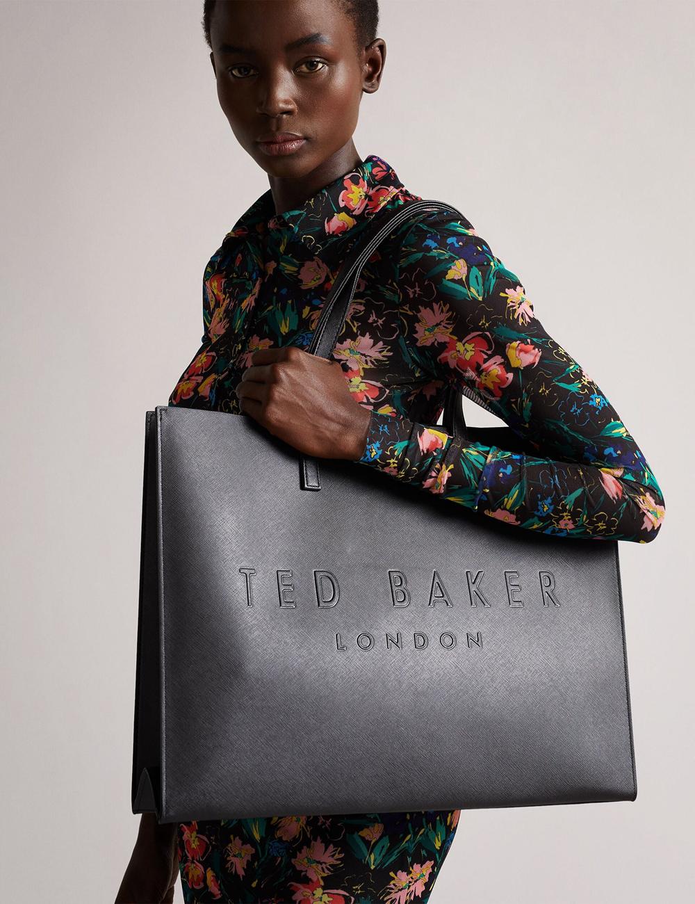 Black Women Ted Baker SUKICON - Textured Faux Leather Icon Tote Bags | SA  ZQT-342587
