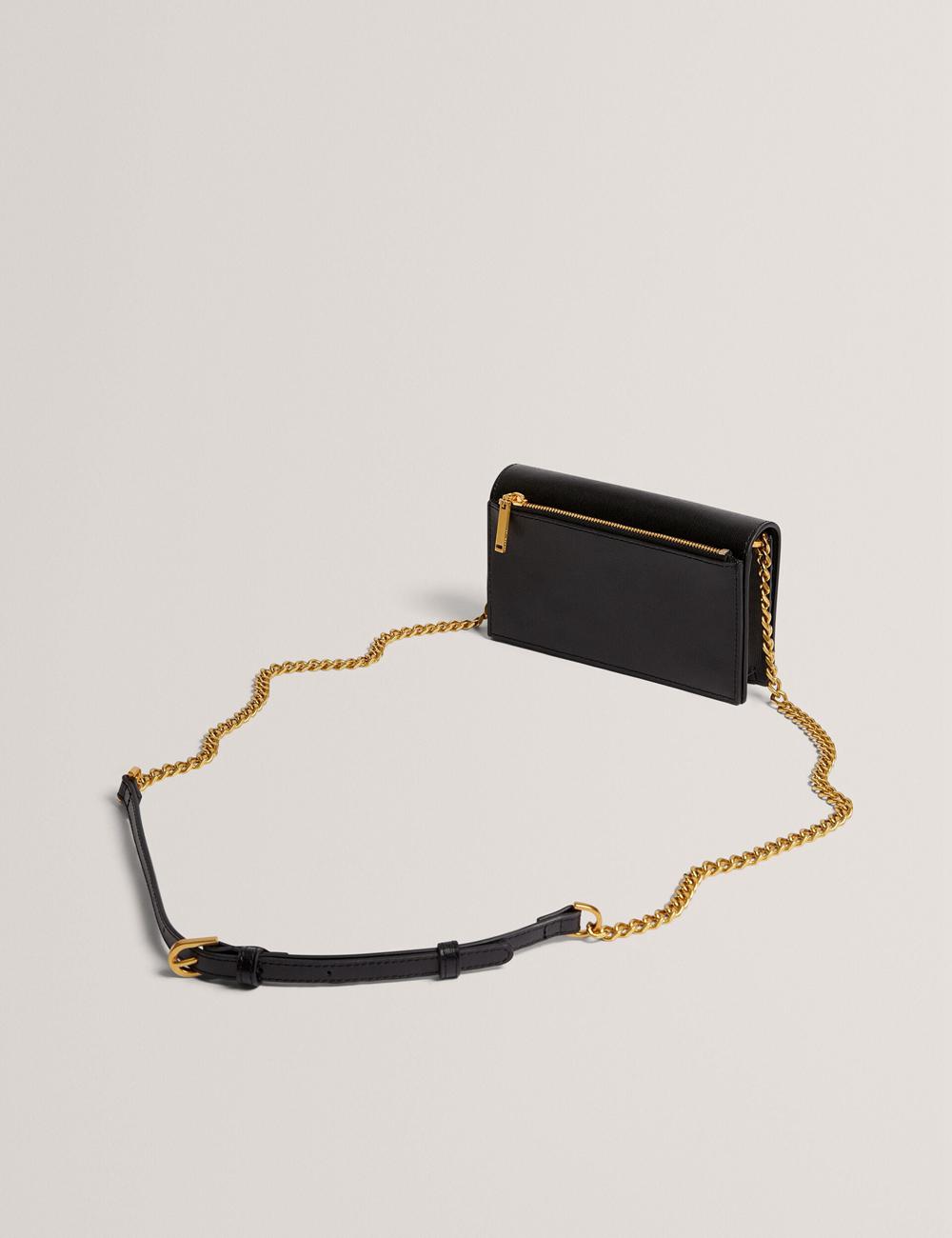 Black Women Ted Baker TABINA - Leather With Chain Crossbody Strap Purses | SA  QSD-038965