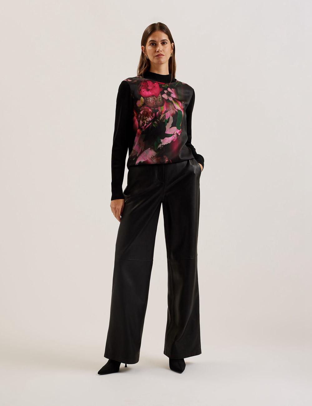 Black Women Ted Baker TABITHR - Printed Panel Long Sleeve Knit Tops | SA  XRK-381709