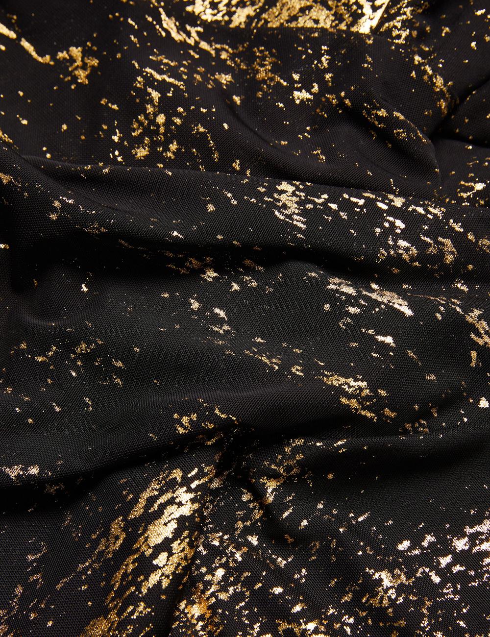 Black Women Ted Baker TALULAR - Bardot Foil Printed Mesh Tops | SA  AUE-074381