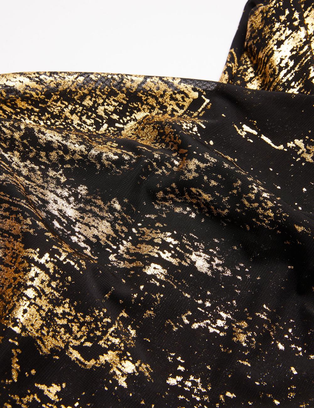 Black Women Ted Baker TALULAR - Bardot Foil Printed Mesh Tops | SA  AUE-074381