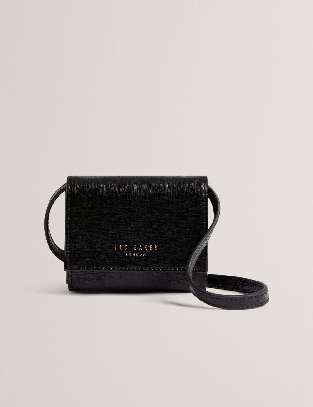 Black Women Ted Baker TAMZIEE - Leather Crossbody Card Holder Crossbody Bags | SA  EJS-748963
