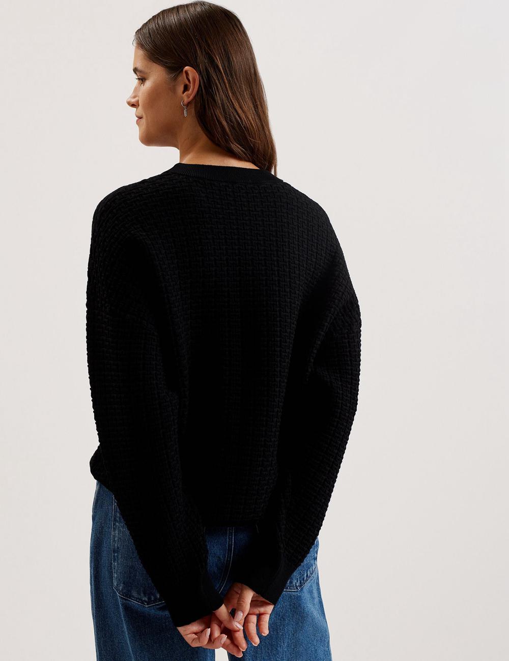 Black Women Ted Baker TEDTYY - Textured T Jacquard Knitted Jumpers | SA  ASV-245986
