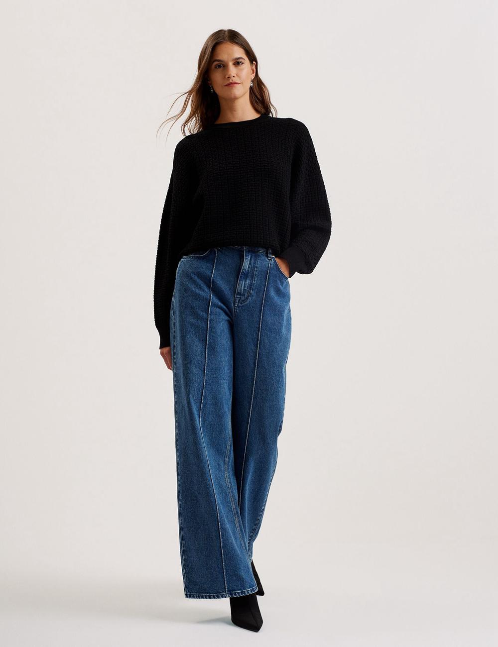 Black Women Ted Baker TEDTYY - Textured T Jacquard Knitted Jumpers | SA  ASV-245986