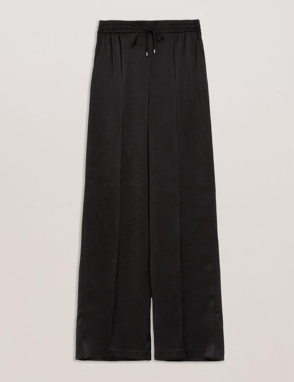 Black Women Ted Baker UMAIBO - Satin Wide Leg Drawstring Joggers Trousers | SA  ZVP-486531