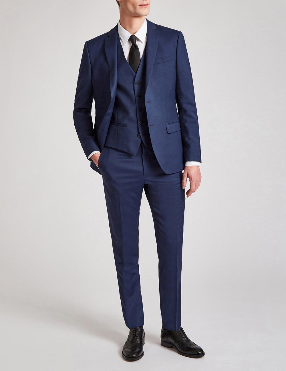 Blue Men Ted Baker FINLAYJS - Twill Wool Slim Fit Suit Jackets | SA  TIJ-380421