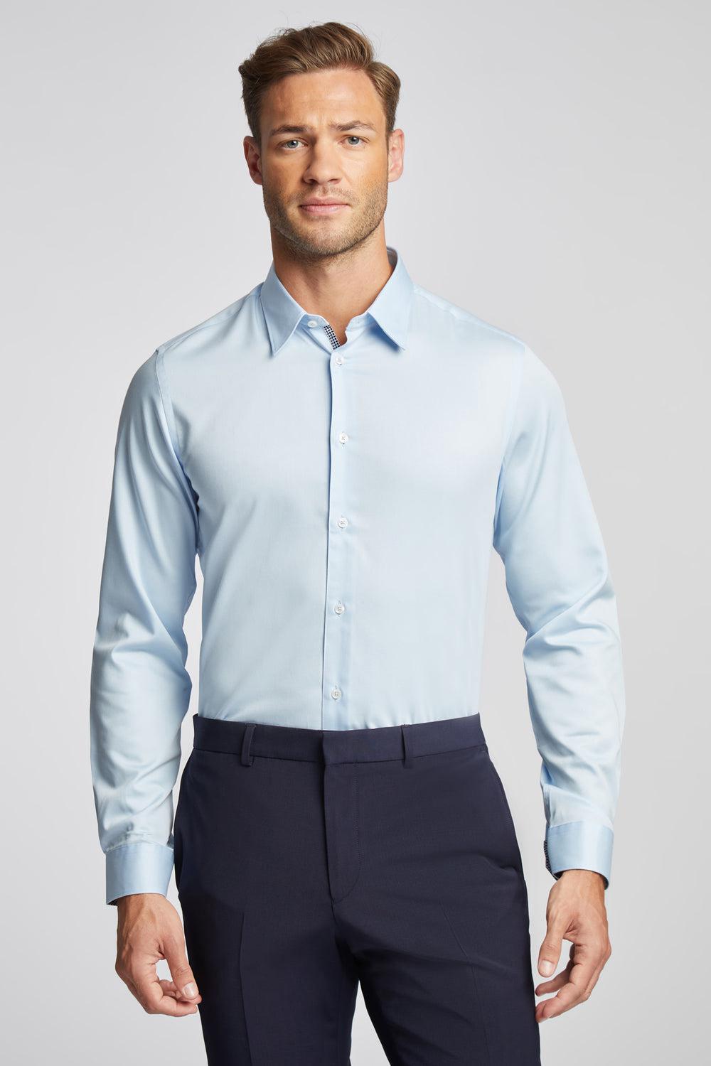 Blue Men Ted Baker ISLA - Slim Fit Pure Cotton Formal Shirts | SA  UON-271635
