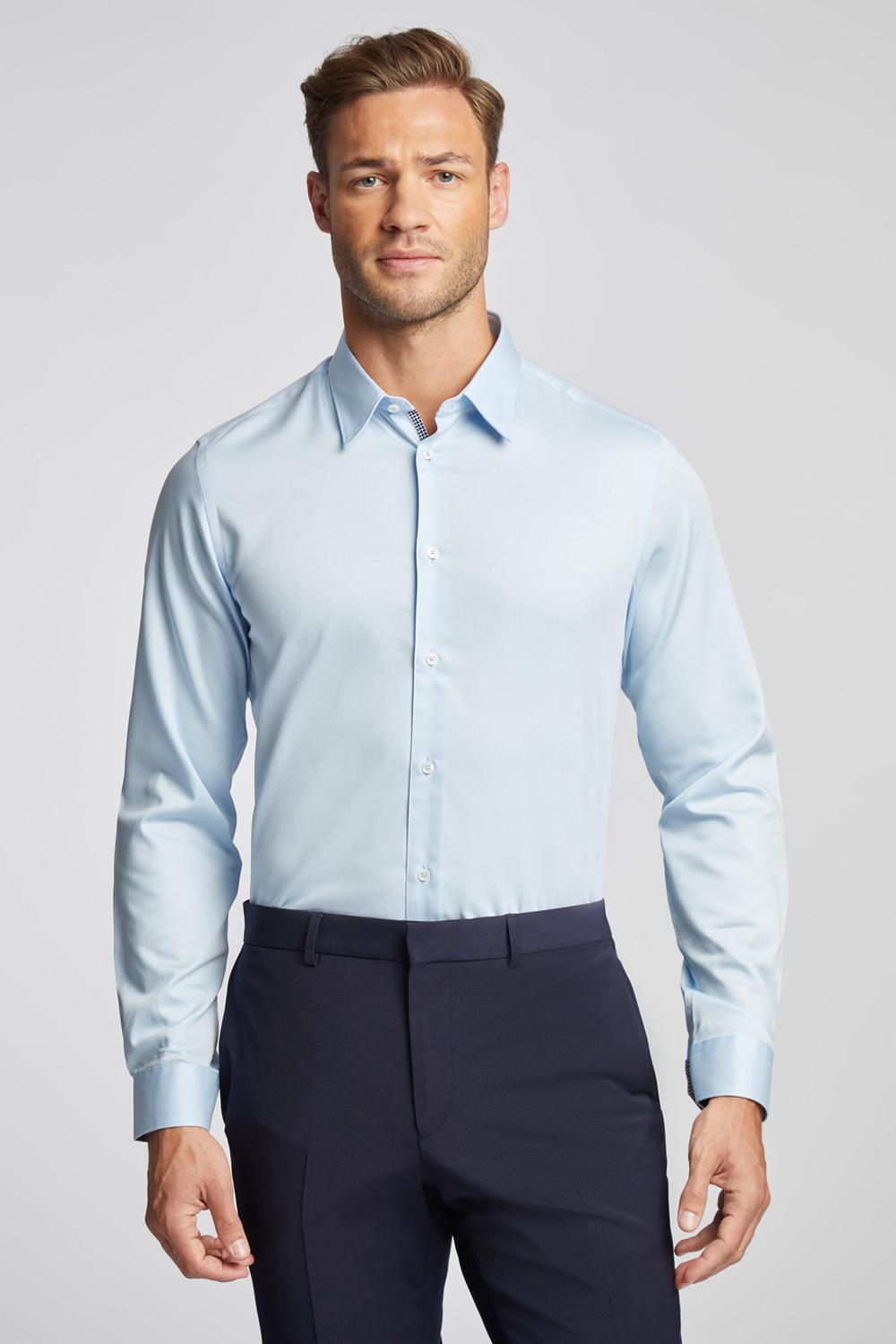 Blue Men Ted Baker ISLA - Slim Fit Pure Cotton Formal Shirts | SA  UON-271635