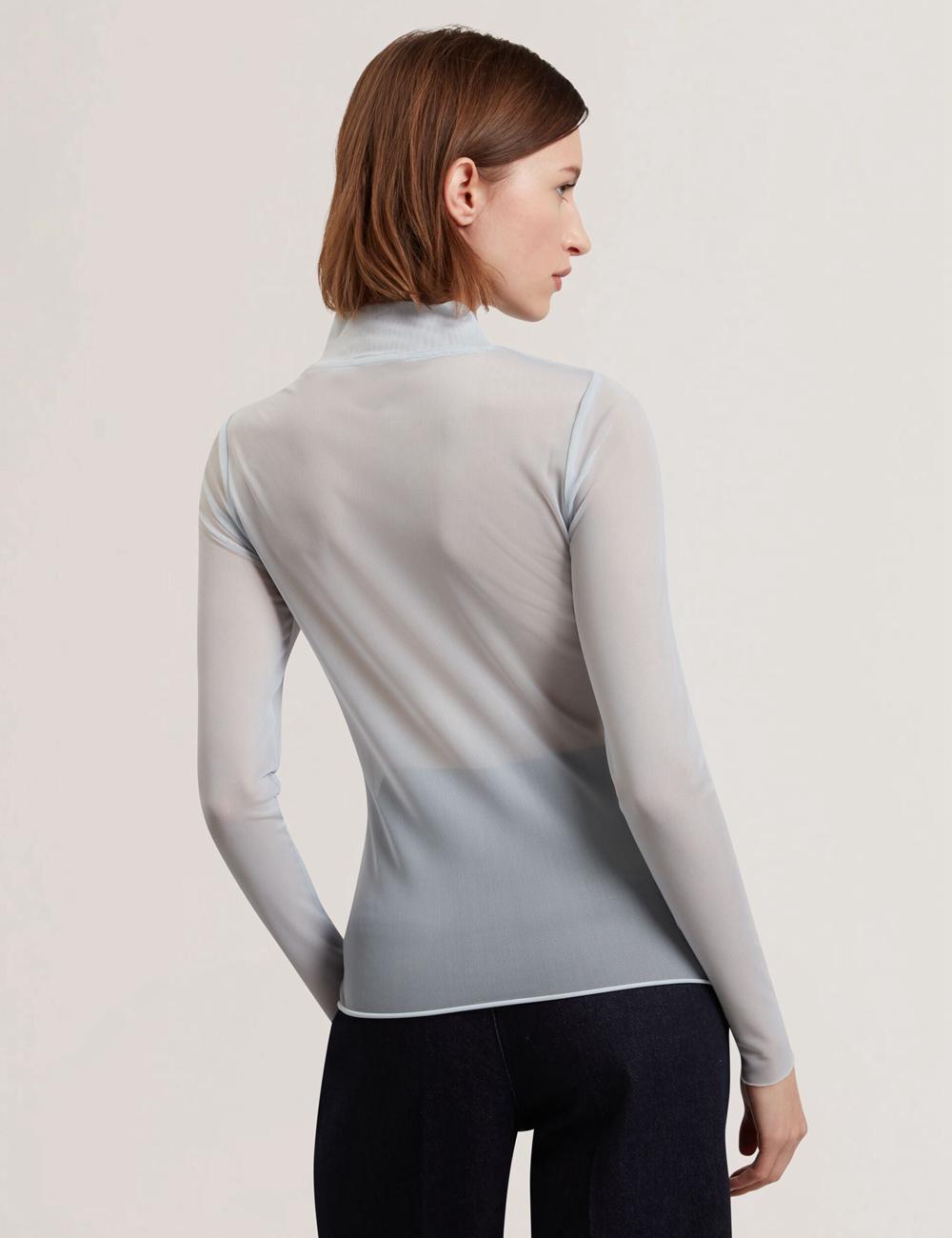 Blue Women Ted Baker PIPYA - Floral High Neck Long Sleeve Mesh Tops | SA  ORP-618579