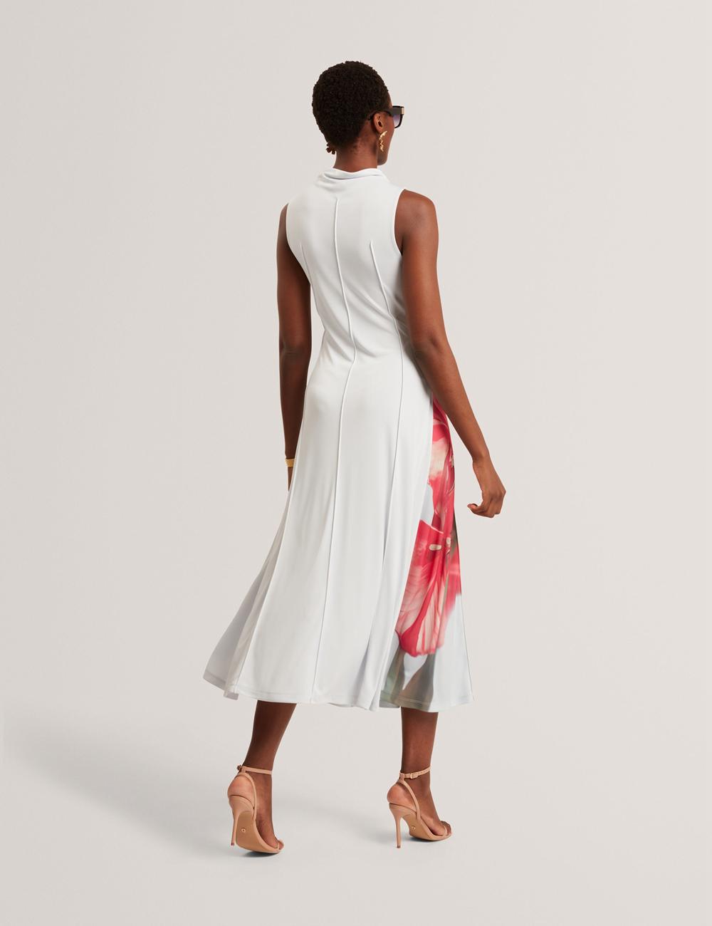 Blue Women Ted Baker REBEHKA - High Neck Printed Jersey Midi Dresses | SA  TAS-054198
