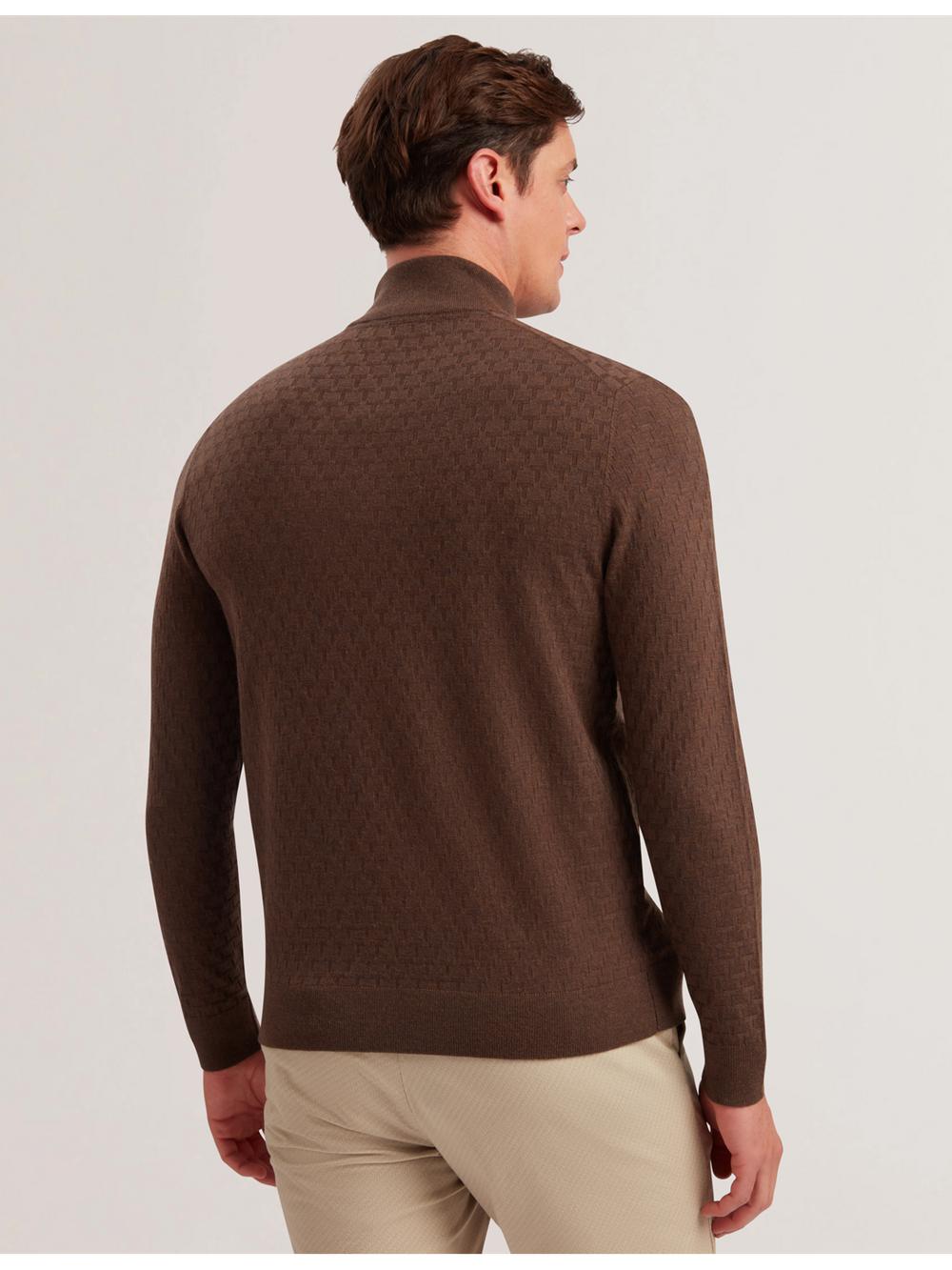 Brown Men Ted Baker KURNLE - T Knit Half Zip Funnel Neck Jumpers | SA  PYM-034291