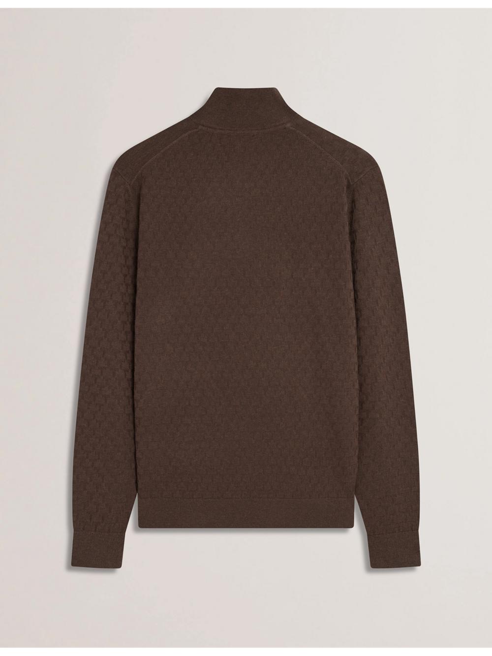 Brown Men Ted Baker KURNLE - T Knit Half Zip Funnel Neck Jumpers | SA  PYM-034291