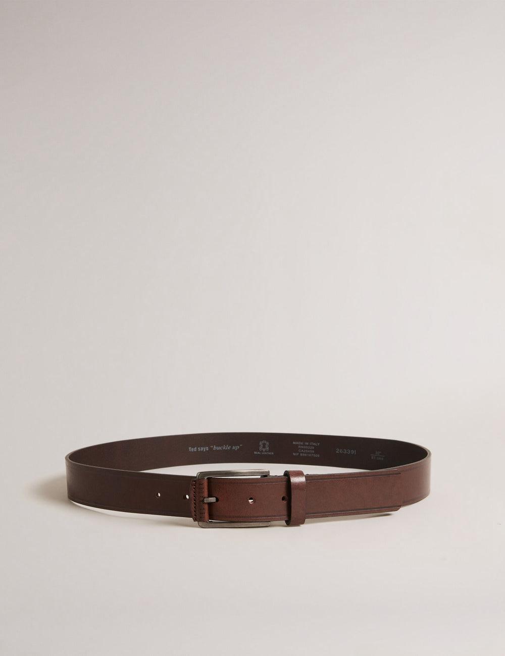 Brown Men Ted Baker LINDED - Debossed Detail Smooth Leather Belts | SA  KUW-215780