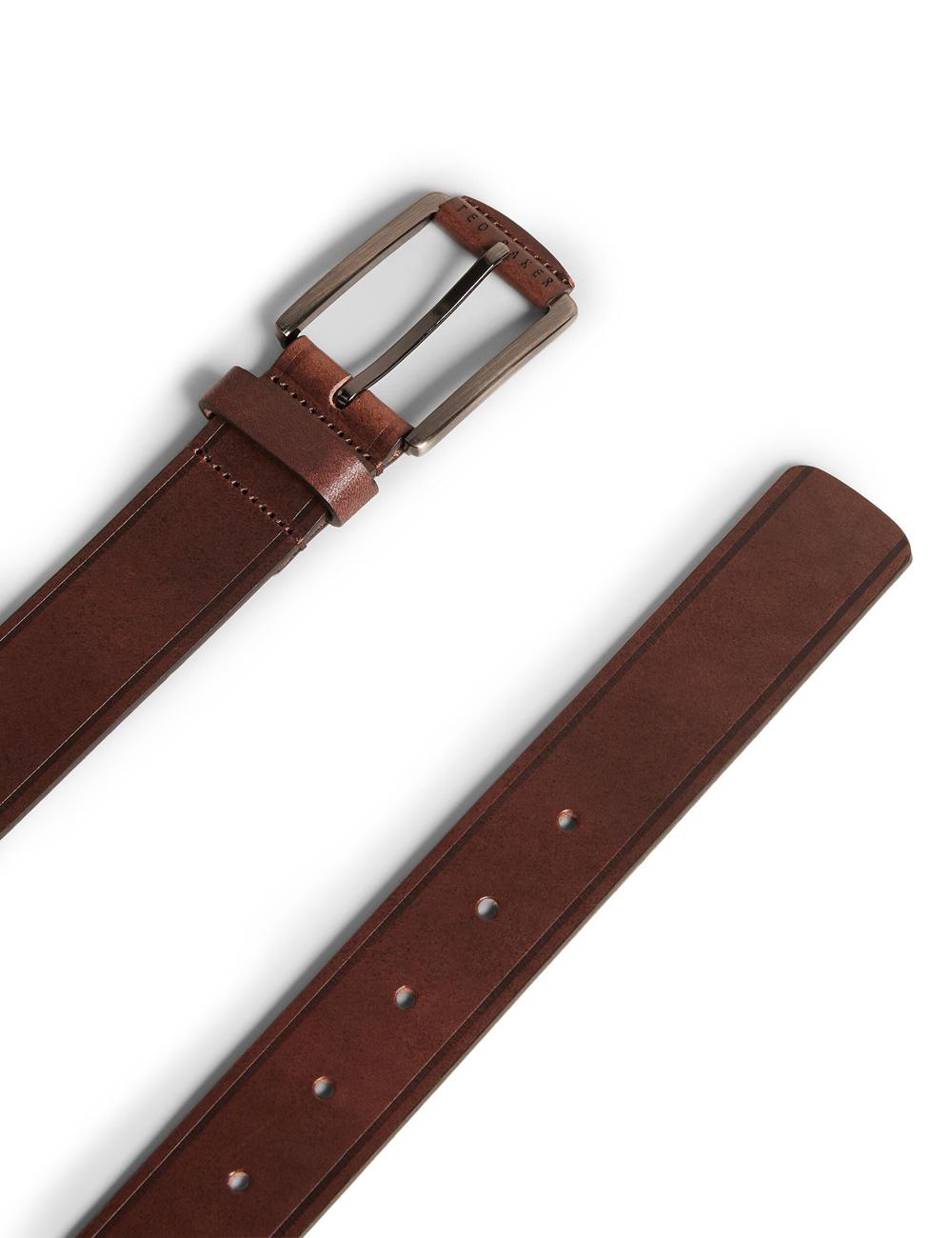 Brown Men Ted Baker LINDED - Debossed Detail Smooth Leather Belts | SA  KUW-215780