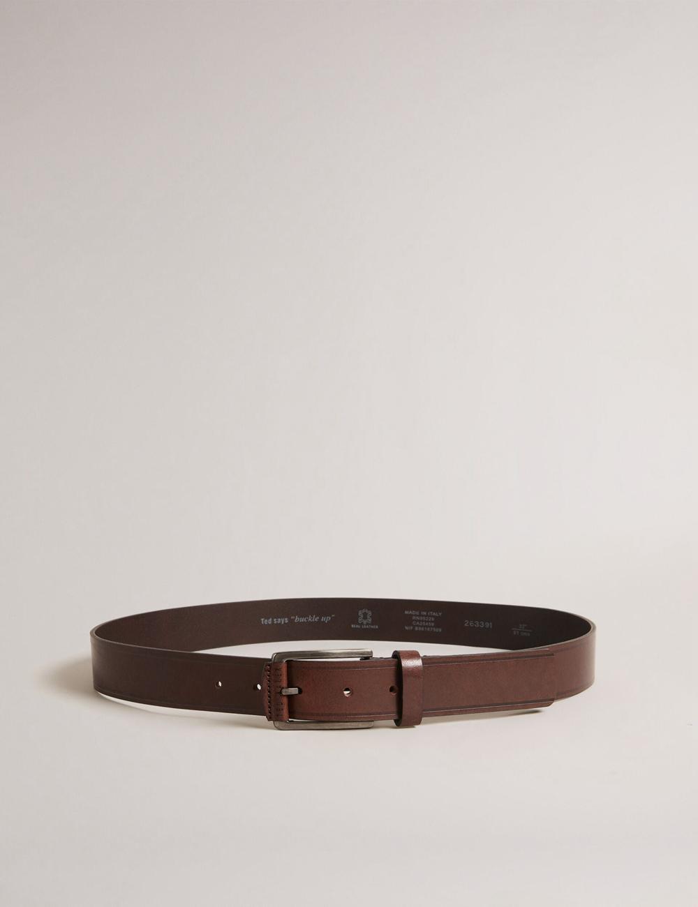 Brown Men Ted Baker LINDED - Debossed Detail Smooth Leather Belts | SA  KUW-215780