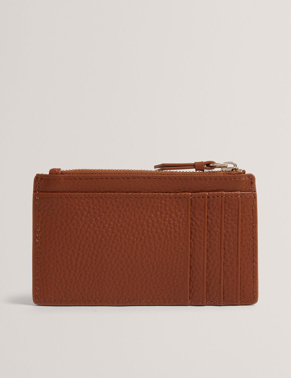 Brown Women Ted Baker DELFIE - Textured Leather Zipped Card Holder Cardholders | SA  BJK-280973