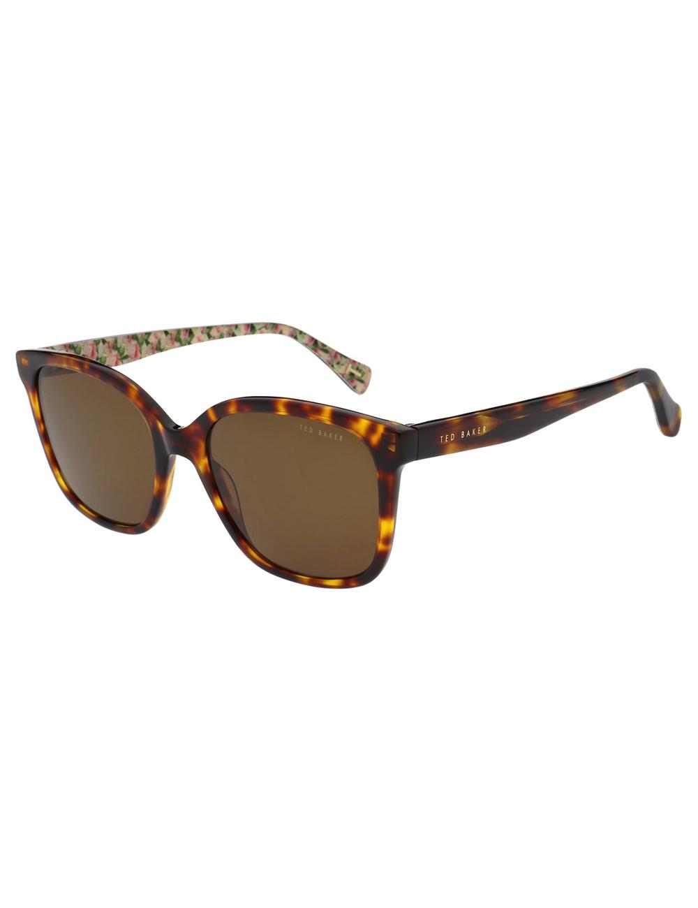 Brown Women Ted Baker SHANEY - Classic Square Print Detail Sunglasses | SA  SMQ-207385