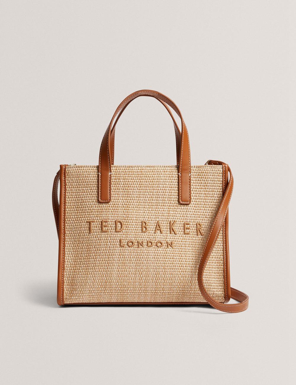 Camel Women Ted Baker PAOLINA - Faux Raffia PU Trim Small Tote Bags | SA  CJH-394517