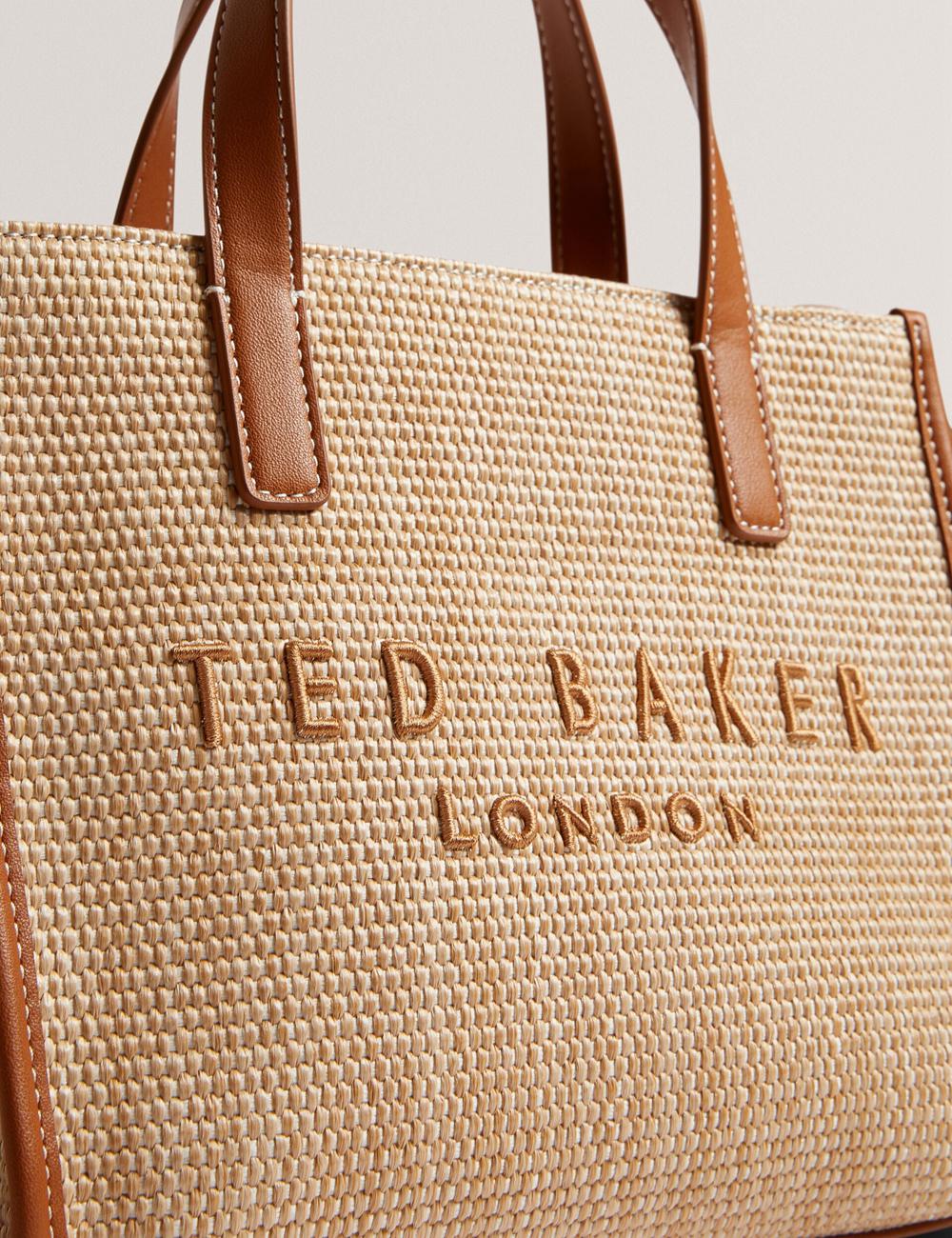 Camel Women Ted Baker PAOLINA - Faux Raffia PU Trim Small Tote Bags | SA  CJH-394517