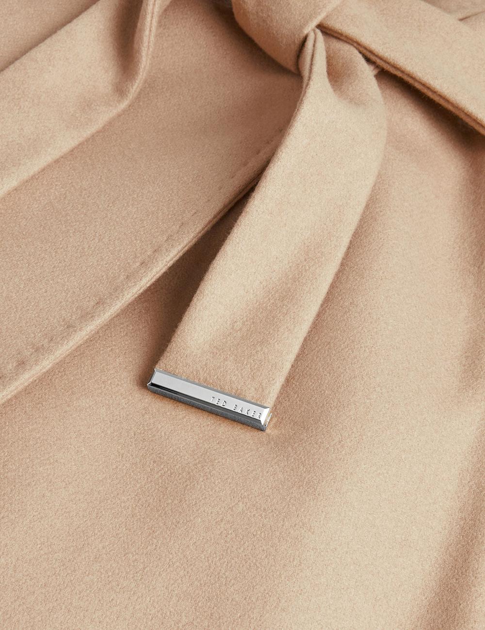 Camel Women Ted Baker ROSE - Midi Length Belted Wool Wrap Coat Jackets | SA  SDI-548097