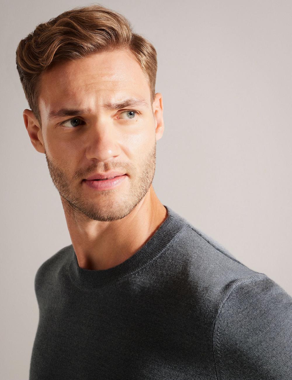 Charcoal Men Ted Baker CARNBY - Pure Wool Crew Neck Jumpers | SA  ACH-731849