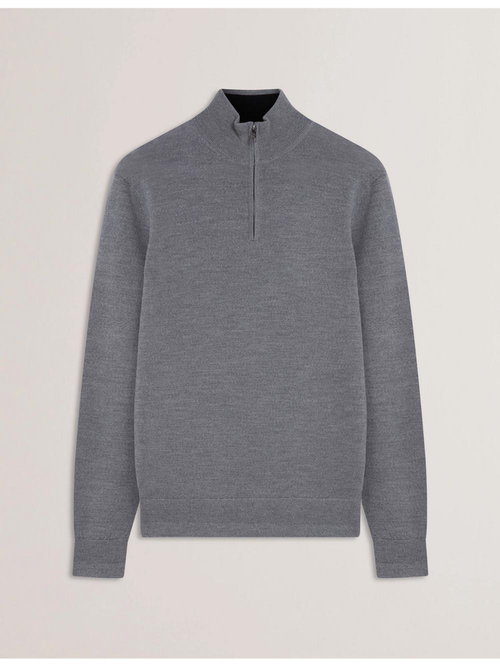 Charcoal Men Ted Baker LIMEHAS - Wool Quarter Zip Funnel Neck Jumpers | SA  CWV-936081