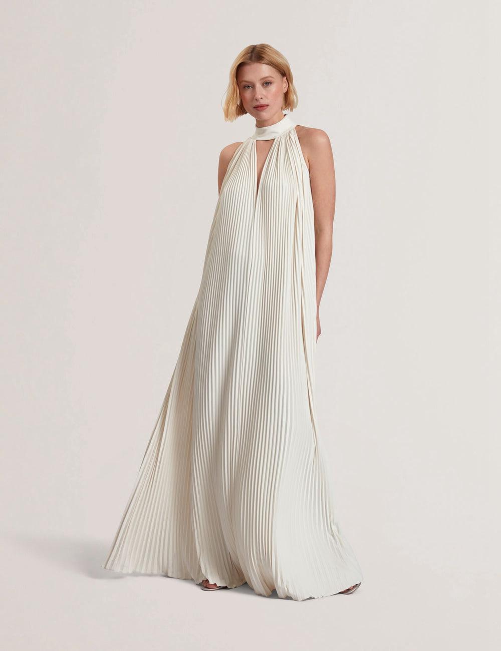 Coral Women Ted Baker AKALA - Halter Neck Keyhole Detail Pleated Maxi Dresses | SA  FVO-638591